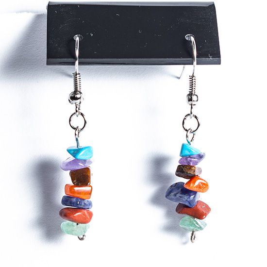 Brinco Cascalho Pedrinhas Mista Natural Anzol Prateado