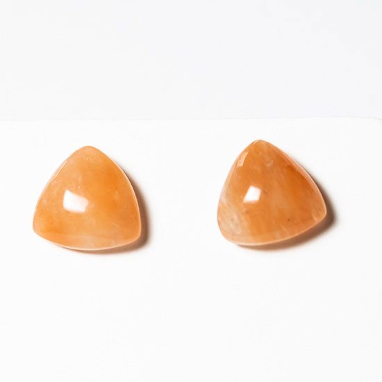 Brinco Botton Trillion Pedra Aragonita Raio Laranja Prata