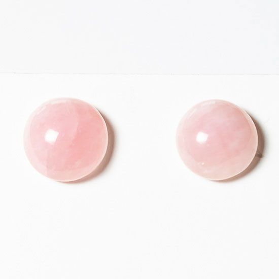 Brinco Topinho Disco 10mm Pedra Quartzo Rosa Prata 950