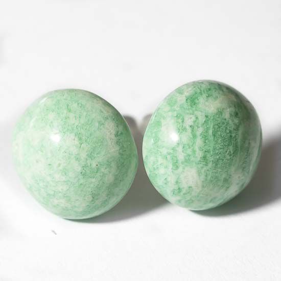 Brinco Botton Disco 14mm Pedra Amazonita Natural Prata 950