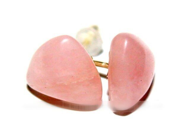 Brinco Botton Trillion Pedra Quartzo Rosa Natural Prata 950