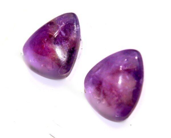 Brinco Botton Trillion Pedra Ametista Natural Tarraxa Prata