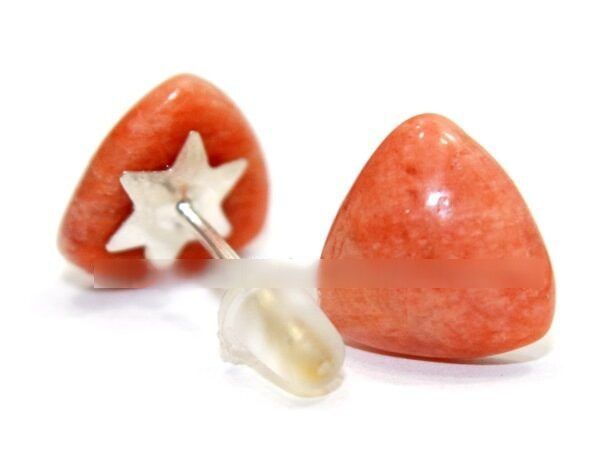 Brinco Botton Trilion Amazonita Rosa Pedra Natural Prata 950