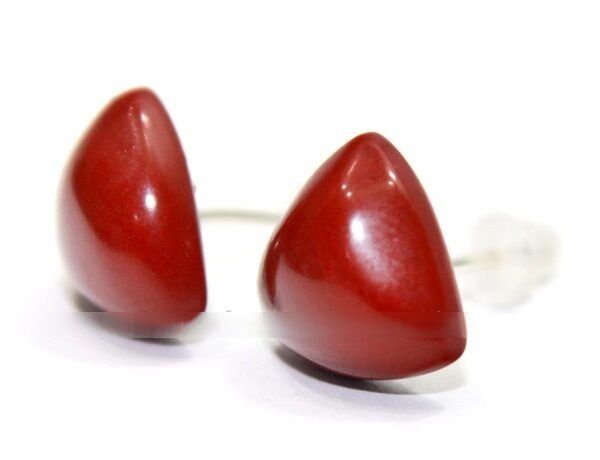 Brinco Botton Trilion Pedra Jaspe Vermelho Natural Prata 950