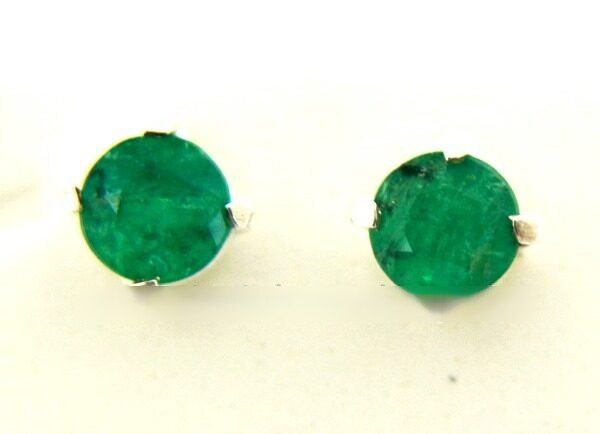Brinco Topinho Pedra Esmeralda Brilhante Natural Prata 950