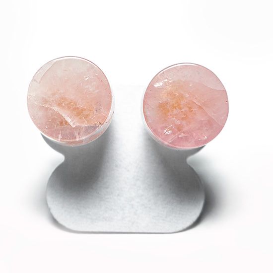Brinco Botton Pedra Quartzo Rosa Pino Tarraxa Banho Dourado