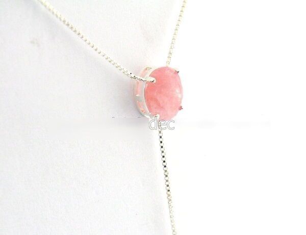 Colar Gravata Pedra Quartzo Rosa Gema Prateado