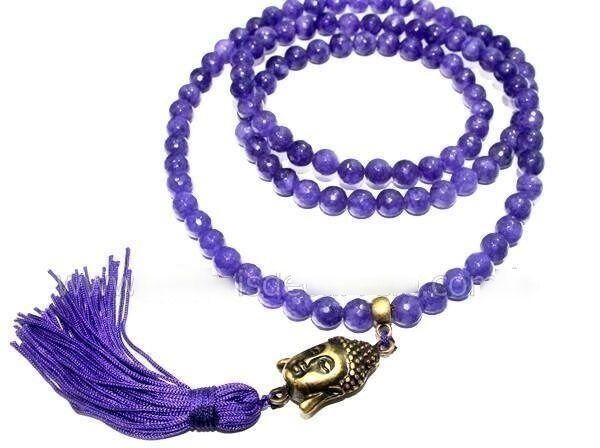 Terço Japamala Pedra Agata Lilas Natural 110 Pedras