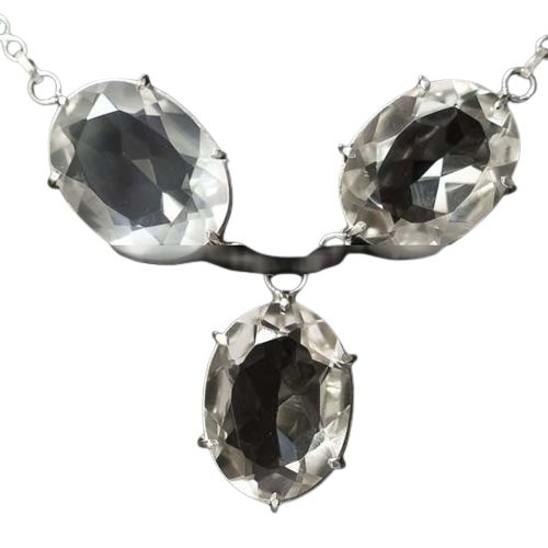 Conjunto Maxxi colar Cristal Natural 3 Pedras Prata 950