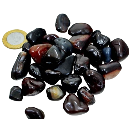 Ágata Preta Rolado Pedra Natural Comum Tamanho Médio 200g