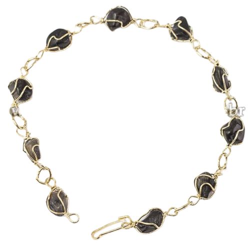 Pulseira Pedra Ônix Preto Na Gaiola Banho Dourado