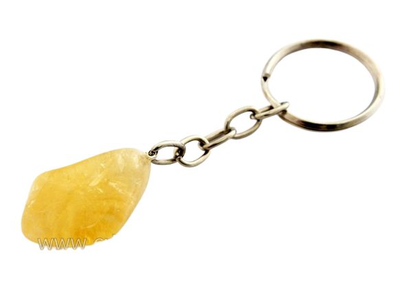 Chaveiro Pedrinha Citrino Rolada Natural Garimpo