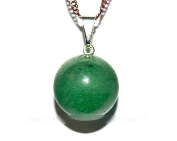 Colar Bolinha Pedra Quartzo Verde Pino Prateado