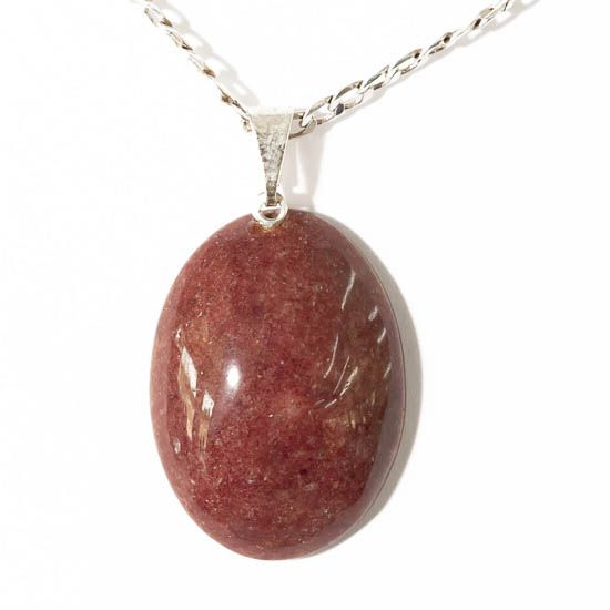 Colar Cabochão Quartzo Vermelho Pedra Natural Pino Prateado