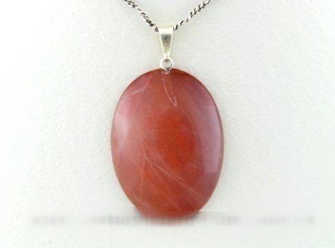 Colar Cabochão Aragonita Vermelha Natural Pino Prateado