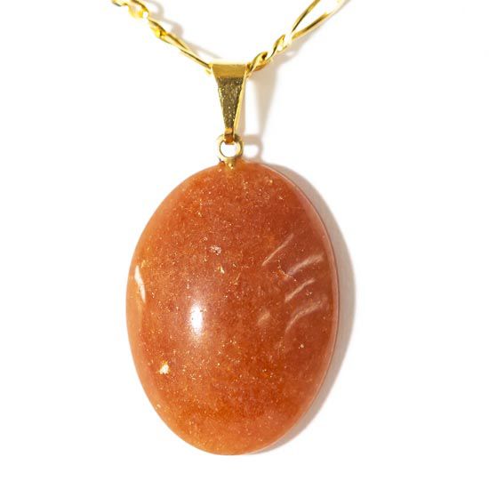Colar Cabochão Quartzo Tangerina Pedra Natural Pino Dourado
