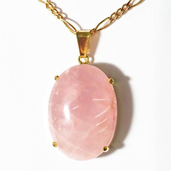 Colar Extra Cabochao Pedra Quartzo Rosa Garra Dourado