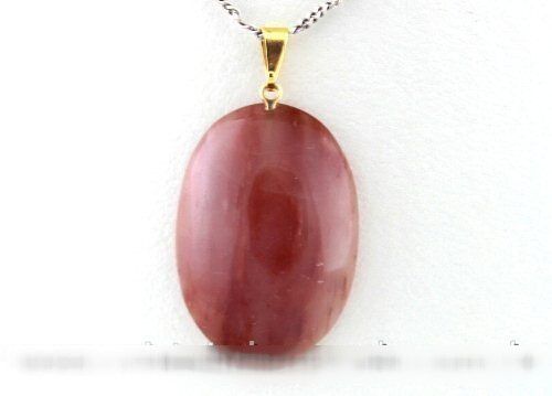 Colar Cabochão Aragonita Vermelha Pedra Natural Pino Dourado