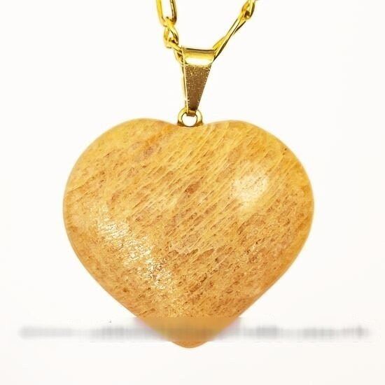 Colar Coração Amazonita Rosa Pedra Natural Pino Dourado