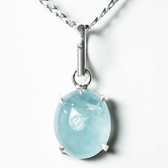 Colar Pedra Topazio Azul Cabochão Natural Garra Prata 950