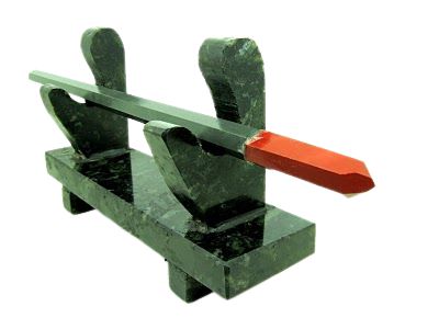 Varinha Ponta de JASPE VERMELHO Corpo Pedra Natural Árdosia