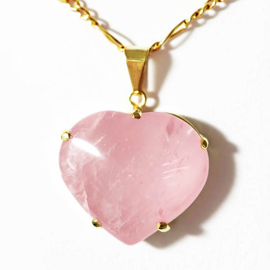 Colar Extra Coração Pedra Quartzo Rosa  Dourado