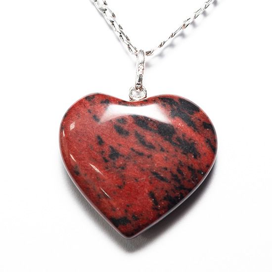Colar Coração  Obsidiana Mahogany Pino e Perinha Prata 950