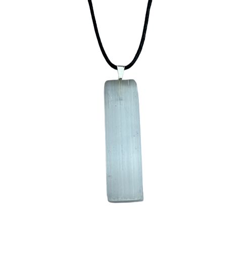 Colar Canudo Selenita Natural Pino Dourado