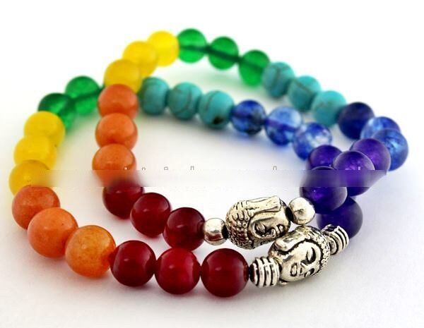 Pulseira Pedra 7 Chakras Pedras Agata Colorida Fio Silicone