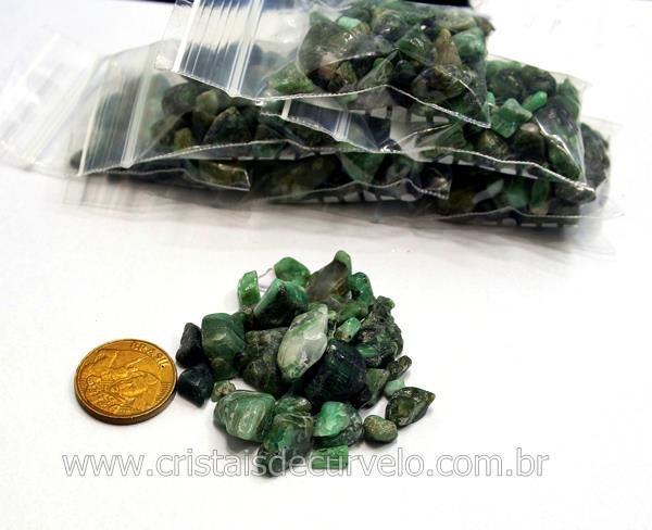 Esmeralda Miudo Pedra Rolado Pacotinho 20 Gr Mineral Natural