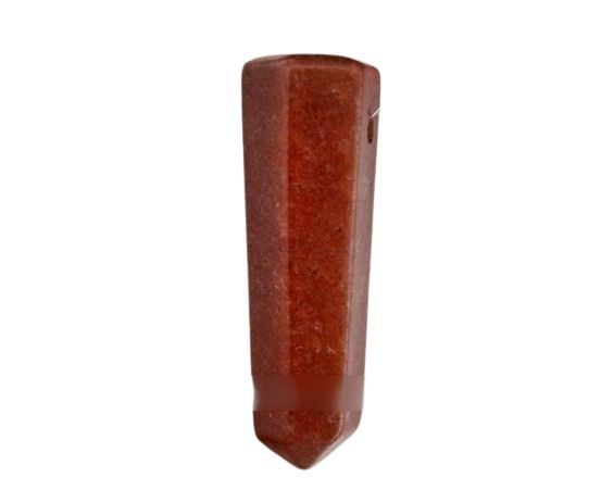 Ponta de Quartzo Vermelho Lapidado p Pingente Furo Vazado