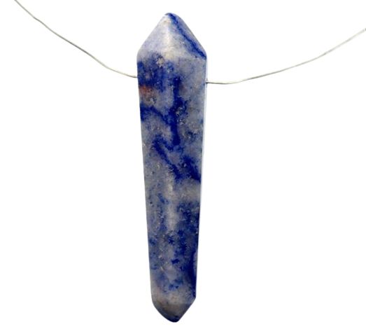Bi Terminado Quartzo Azul Lapidado Para Pingente Furo Vazado