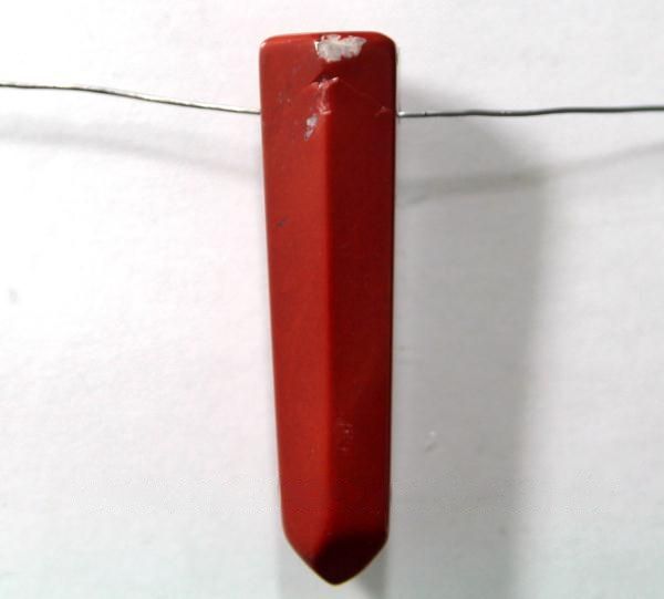 01 Pontinha Jaspe Vermelho Lapidado Furado Para Pingente de Colar Furo Vazado Lateral 20 a 35mm