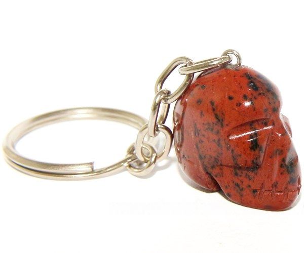 Chaveiro Crânio Obsidiana Mahogany Natural Pino Prateado