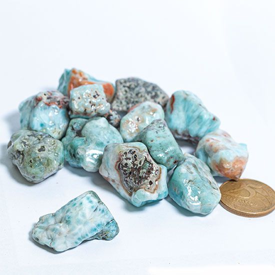 Pedra Larimar rolado natural tamanho pequeno próximo de 30mm