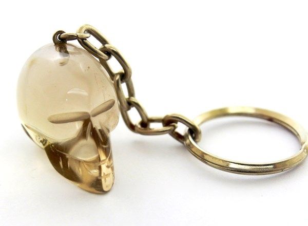 Chaveiro Cranio Cristal Tok Fume Caveirinha Natural Prateado