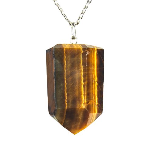 Colar Pontinha Olho de Tigre Grande Pino Prata 950