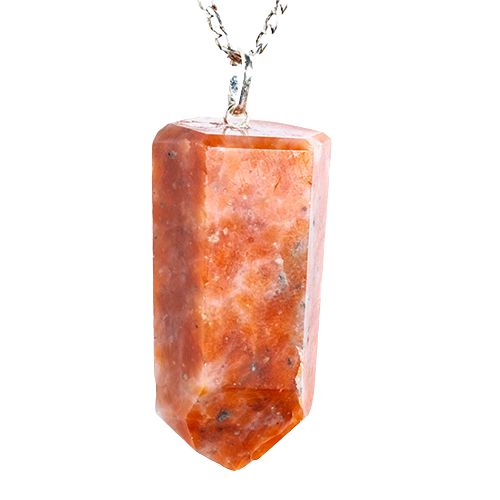 Colar Pontinha Calcita Laranja Grande Pino Prata 950