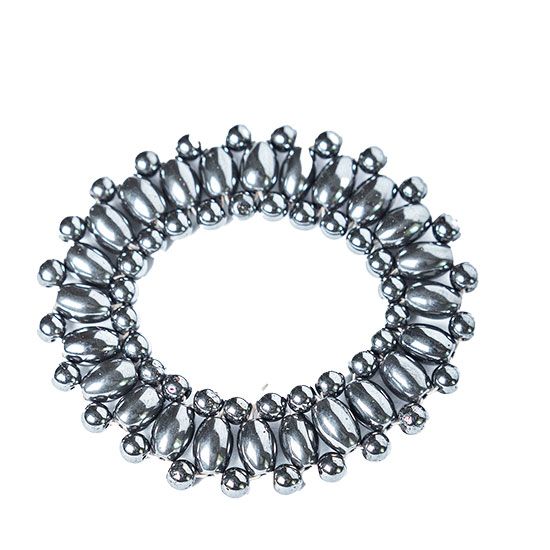 Pulseira Pedra Hematita Natural com Fibra Silicone