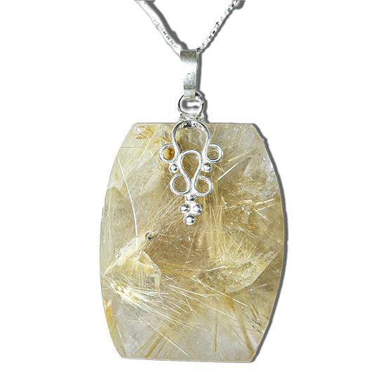 Colar Pingente Rutilo Ouro Montagem Pino Prata  950 137118