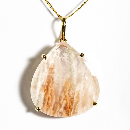 Colar Cristal Pedra Lodolita Grande Gota Garra Dourada