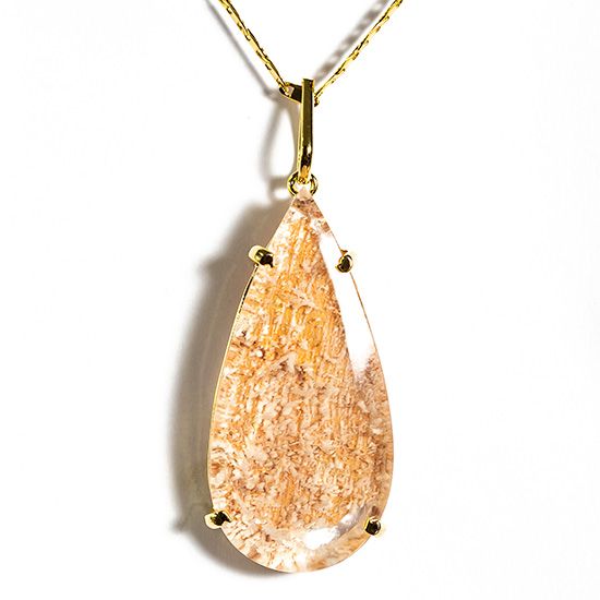 Colar Cristal Pedra Lodolita Grande Gota Garra Dourada