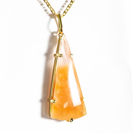 Colar Quartzo Rosa Pedra com Lã Grande Gota Garra Dourada