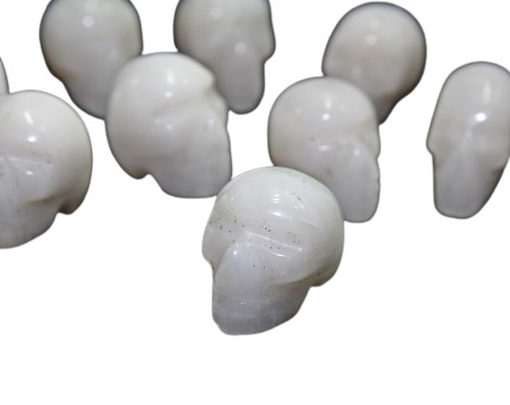 Cranio Não Pingente Pedra Quartzo Leitoso Esculpido Natural