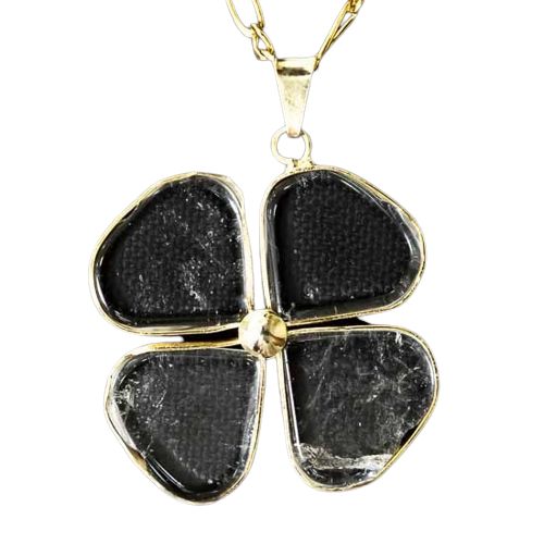 Colar Trevo 4 folhas Cristal Pedra Natural Montagem Dourado