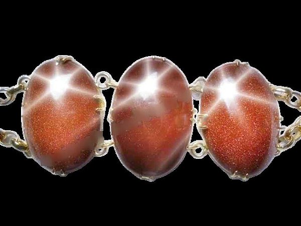 Bracelete 3 Pedras Do Sol Cabochão Dourado