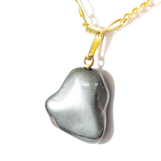 Colar Pedrinha Hematita Natural Rolado Pino Dourado