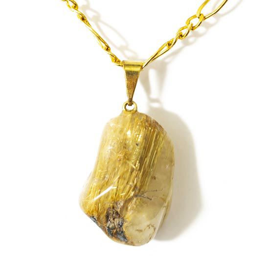 Colar Pedrinha Cristal com Rutilo Natural Garimpo Dourado