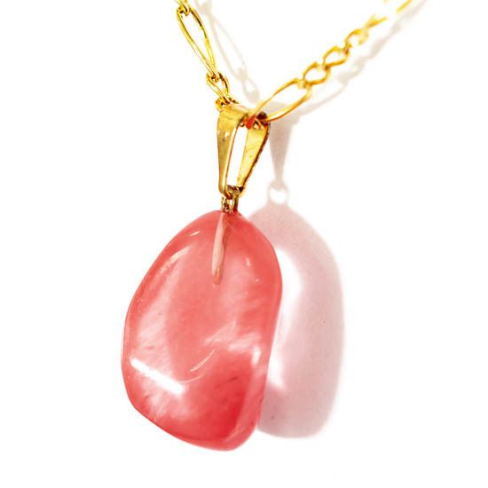Colar Pedrinha Cherry Rosa Rolado Montagem Pino Dourado