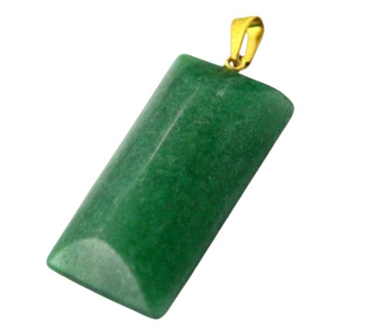 Colar Retangular Liso Quartzo Verde Pino Argola Dourada